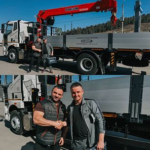 Сегодня у нас состоялся отличный день! Наш менеджер Кирилл передал бортовой автомобиль FAW с КМУ своему клиенту.