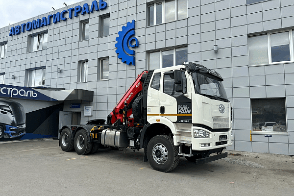 Седельный тягач FAW 3250 с КМУ Sunhunk K-238  