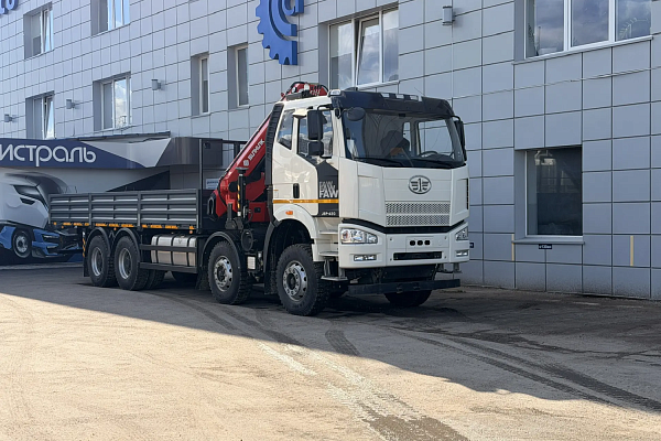 Бортовой автомобиль FAW 8х4 с КМУ SUNHUNK K-238