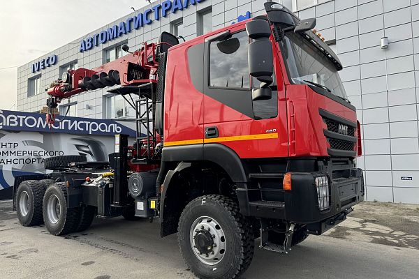 Седельный тягач "АМТ N.V.632910" 6Х6 С КМУ с буром с пробегом